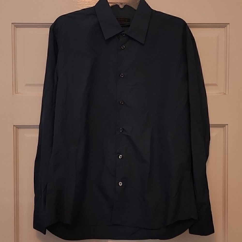 Prada Mens Medium 41 16 Long Sleeve Blue Dress Shirt